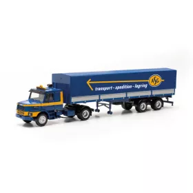   Herpa 317061 Scania csőrös nyergesvontató, ponyvás félpótkocsival - ASG (H0)