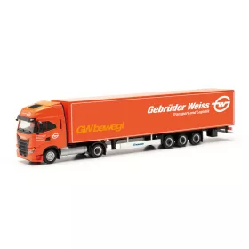   Herpa 317344 Iveco S-Way LNG nyergesvontató, dobozos félpótkocsival - Gebrüder Weiss (H0)