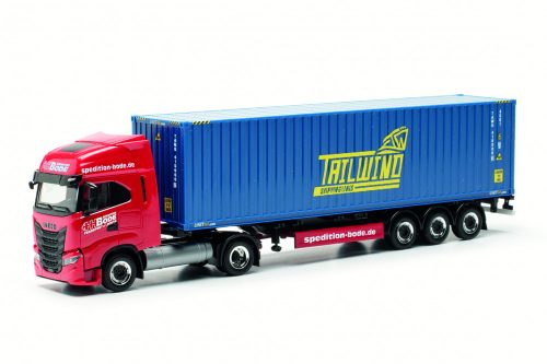 Herpa 317368 Iveco S-Way LNG nyergesvontató, konténerszállító félpótkocsival - Bode/Tailwind (H0)