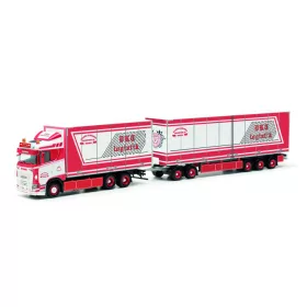   Herpa 317535 Scania CS20 SchwedenKombi ponyvás teherautó, pótkocsival - Daniel Karlsson (H0)