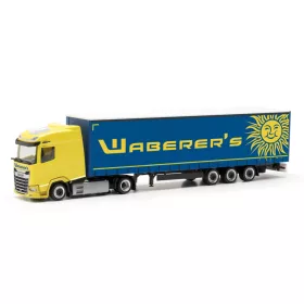   Herpa 317672 DAF XG nyergesvontató, Lowliner ponyvás félpótkocsival - Waberer's (H0)