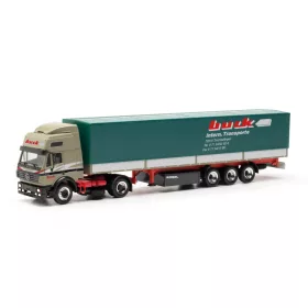   Herpa 317757 Mercedes-Benz SK 94 nyergesvontató, ponyvás félpótkocsival - Buck (Baden-Württemberg/Trochtelfingen) (H0)