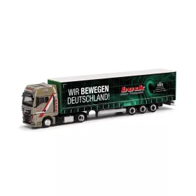  Herpa 317818 MAN TGX GX nyergesvontató, ponyvás félpótkocsival - Buck (H0)