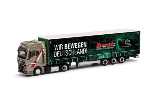 Herpa 317818 MAN TGX GX nyergesvontató, ponyvás félpótkocsival - Buck (H0)