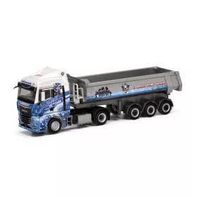   Herpa 318044 MAN TGX nyergesvontató, billencs félpótkocsival - Kassel Husk (H0)