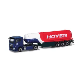   Herpa 318136 MAN TGS TN nyergesvontatü, üzemanyagszállító félpótkocsival - Hoyer (H0)