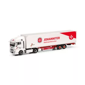   Herpa 318150 MAN TGX XLX nyergesvontató, dobozos félpótkocsival - Wandt/Johanniter (H0)