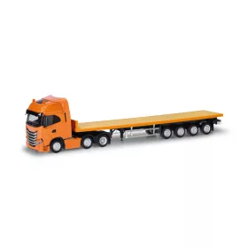   Herpa 318259 Iveco S-Way 6x2 nyergesvontató, platós félpótkocsival (H0)