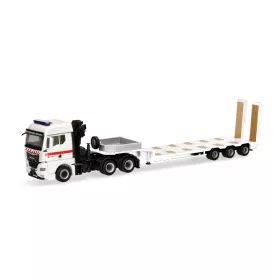   Herpa 318297 MAN TGX GM nyergesvontató rakodódaruval, munkagépszállító félpótkocsival - Katastrophenschutz Niedersachsen (H0)