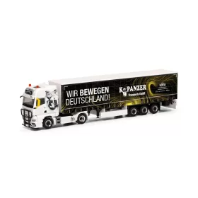   Herpa 318402 MAN TGX GX nyergesvontató, ponyvás félpótkocsival - K.W. Panzer (H0)