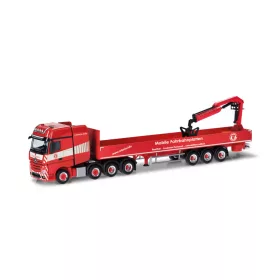   Herpa 318426 Mercedes-Benz Actros nyergesvontató, platós félpótkocsival és rakodódaruval - Colonia (H0)