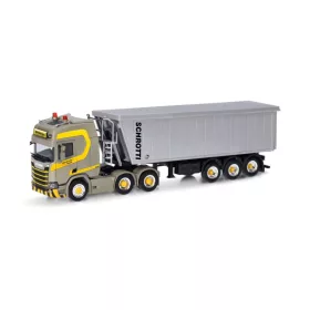   Herpa 318471 Scania CR 20 HD nyergesvontató, Stöffelliner billencs félpótkocsival - Dornbierer (H0)