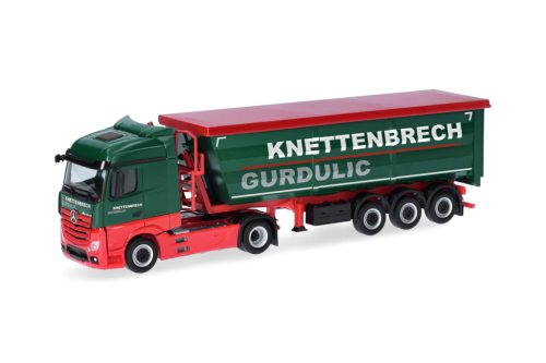 Herpa 318518 Mercedes-Benz Actros Streamliner nyergesvontató, billencs félpótkocsival - Knettenbrech & Gurdulic (H0)