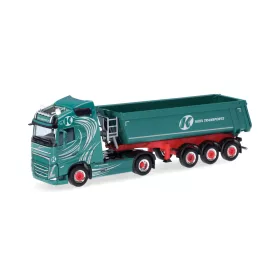   Herpa 318525 Volvo FH GL 2020 nyergesvontató, billencs félpótkocsival - Kiefl Transport (H0)