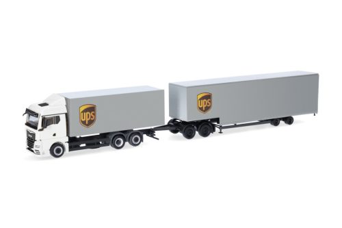 Herpa 318570 MAN TGX dobozos teherautó, Jumbodobozos pótkocsival - UPS (H0)