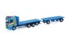 Herpa 318631 Scania CR 20 ND platós teherautó, pótkocsival - Wittwer (H0)