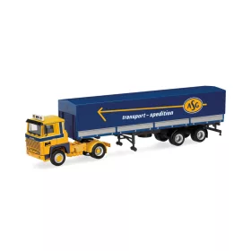   Herpa 318716 Scania 141 nyergesvontató, ponyvás félpótkocsival - ASG (H0)