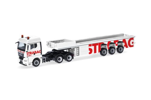 Herpa 319270 MAN TGX GM nyergesvontató, betonelemszállító félpótkocsival - STRABAG (H0)