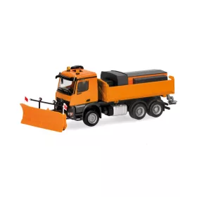  Herpa 320061 Mercedes-Benz Arocs 2018 M 3-tengelyes billencs, hótolóval és útszóró adapterrel (H0)