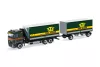 Herpa 320504 Volvo FH GL 2020 FD ponyvás teherautó rakodódaruval, pótkocsival - Emil Egger (CH) (H0)