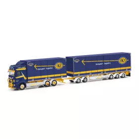   Herpa 320740 Scania CS 20 HD Schwedenkombi ponyvás teherautó pótkocsival - ASG (H0)