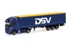 Herpa 320818 Volvo FH Gl. XL Electric nyergesvontató, ponyvás félpótkocsival - DSV (H0)
