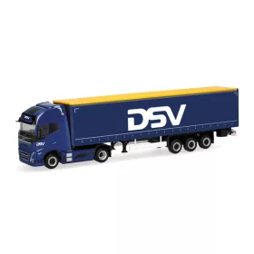   Herpa 320818 Volvo FH Gl. XL Electric nyergesvontató, ponyvás félpótkocsival - DSV (H0)