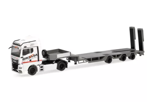 Herpa 320849 MAN TGX nyergesvontató, munkagépszállító félpótkocsival - Sikora (H0)