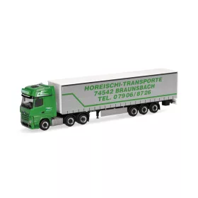   Herpa 320856 Mercedes-Benz Actros L Giga 6x2 nyergesvontató, ponyvás félpótkocsival - Horeischi (H0)