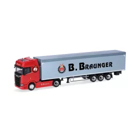   Herpa 321136 Scania CS 20 HD nyergesvontató, alulürítős félpótkocsival -  Braunger (H0)