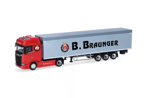 Herpa 321136 Scania CS 20 HD nyergesvontató, alulürítős félpótkocsival -  Braunger (H0)