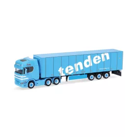   Herpa 321143 Scania CR 20 HD 6x4 nyergesvontató, hűtődobozos félpótkocsival - Tenden (N) (H0)