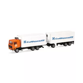   Herpa 321167 Volvo F10 hűtődobozos teherautó, pótkocsival - Sovtransavto (RUS) (H0)