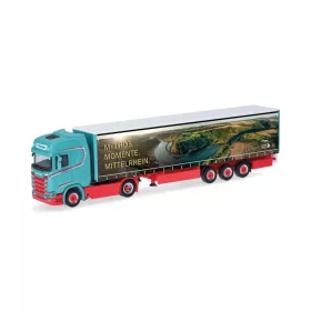   Herpa 321280 Scania CS 20 HD nyergesvontató, ponyvás félpótkocsival - Heuser (H0)
