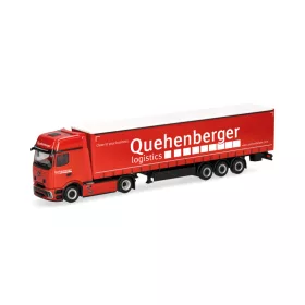   Herpa 321334 Mercedes-Benz Actros L ProCab nyergesvontató, ponyvás félpótkocsival - Quehenberger (H0)