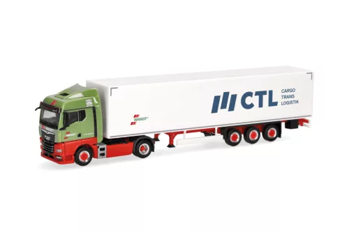 Herpa 321341 MAN TGX GM nyergesvontató, dobozos félpótkocsival - Wandt/CTL (H0)