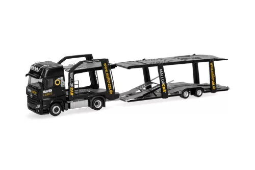 Herpa 321372 Mercedes-Benz Actros L 2018 Giga autószállító kamion - Raven Logistic (H0)