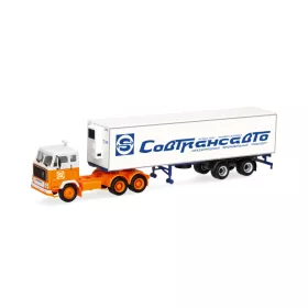   Herpa 321655 Volvo F89 nyergesvontató, hűtődobozos félpótkocsival - Sovtransavto (H0)