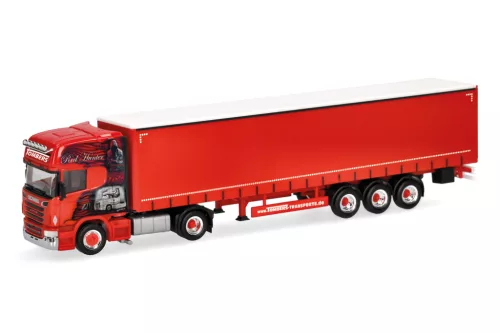 Herpa 321662 Scania R 09 Topline nyergesvontató, ponyvás félpótkocsival (H0)