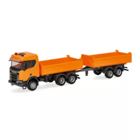   Herpa 321679 Scania CR ND XT billencs, tandem-pótkocsival - kommunális (H0)