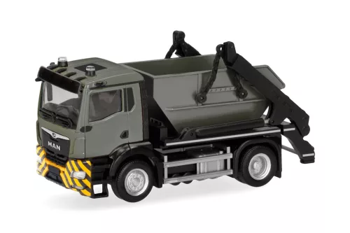 Herpa 321716 MAN TGS NN Meiller AK12 sittes konténerszállító teherautó (H0)