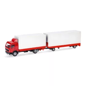  Herpa 321747 Mercedes-Benz NG Volumenponyvás teherautó, pótkocsival (H0)