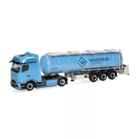   Herpa 321778 Mercedes-Benz eActros 600 ProCabin Bigspace, élelmiszertartály félpótkocsival - Spedition Werther (H0)