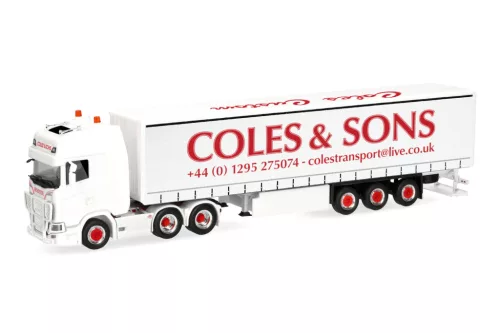 Herpa 321815 Scania CS 20 HD nyergesvontató, ponyvás félpótkocsival - Coles (H0)