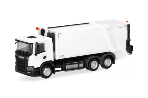 Herpa 321846 Scania CG17 szemeteskocsi, fehér (H0)