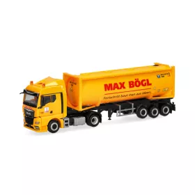   Herpa 321938 MAN TGX GM nyergesvontató, 30ft silótartályos félpótkocsival - Max Bögl (H0)
