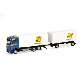   Herpa 321945 Mercedes-Benz Actros L ProCab BigSpace csereszekrényszállító teherautó, pótkocsival - Geis (H0)
