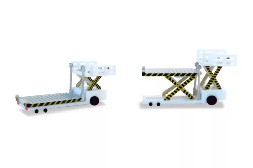 Herpa 520621-001 Repülőtéri konténerrakodó jármű, 2 db - fehér (1:500)