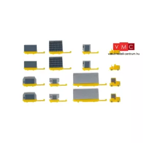   Herpa 520638 Repülőtéri kiegészítők: konténerek utánfutókon vontatókkal (1:500)