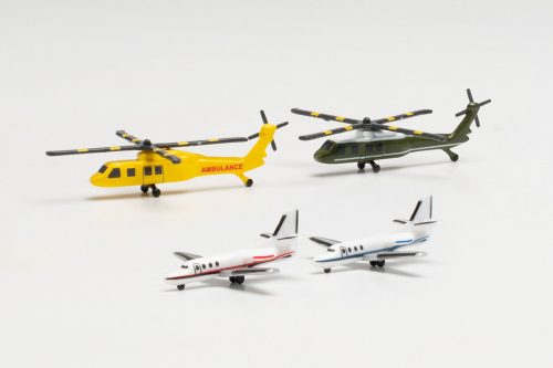 Herpa 535939 Helikopterek és magángépek-készlet (1:500)